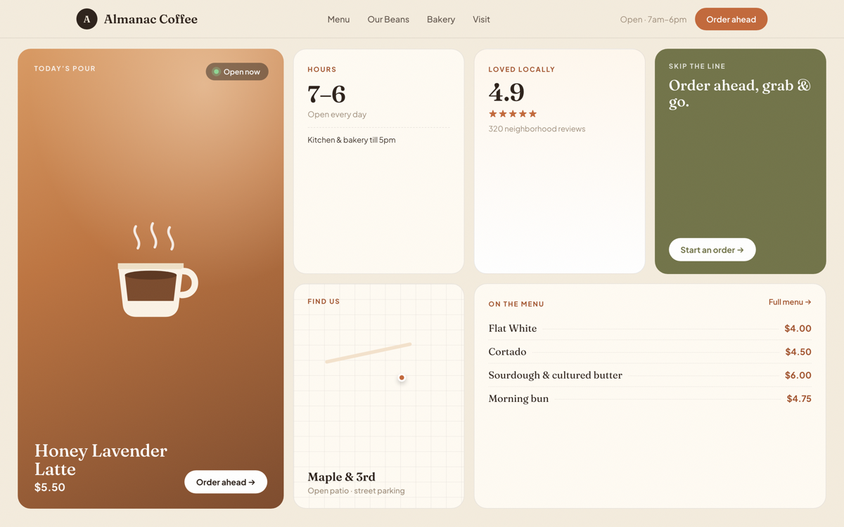 Almanac Coffee website concept