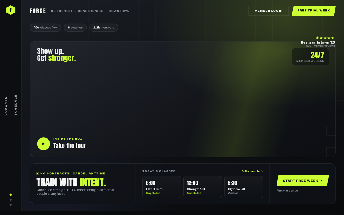 FORGE gym website concept